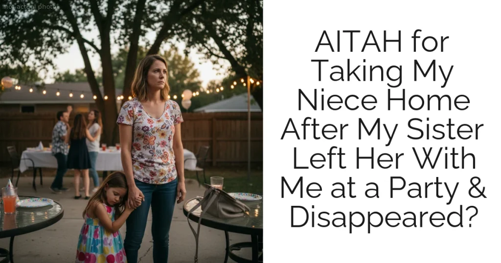 AITAH for Taking My Niece Home After My Sister Left Her With Me at a Party & Disappeared?
