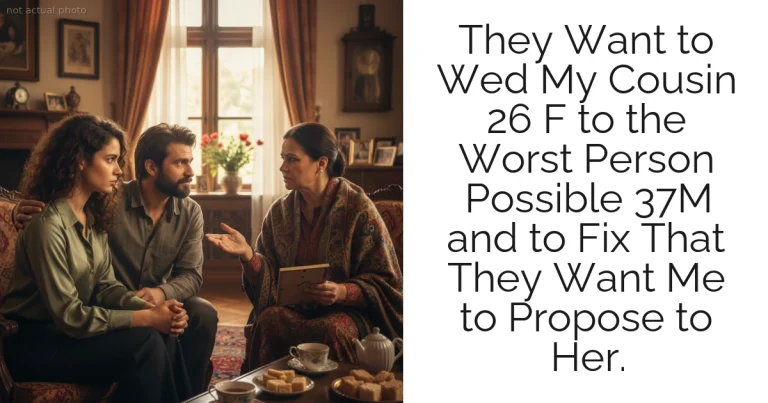 They Want to Wed My Cousin 26 F to the Worst Person Possible 37M and to Fix That They Want Me to Propose to Her.
