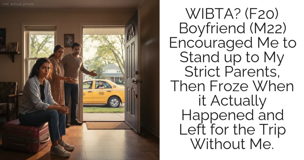 WIBTA? (F20) Boyfriend (M22) Encouraged Me to Stand up to My Strict Parents, Then Froze When it Actually Happened and Left for the Trip Without Me.