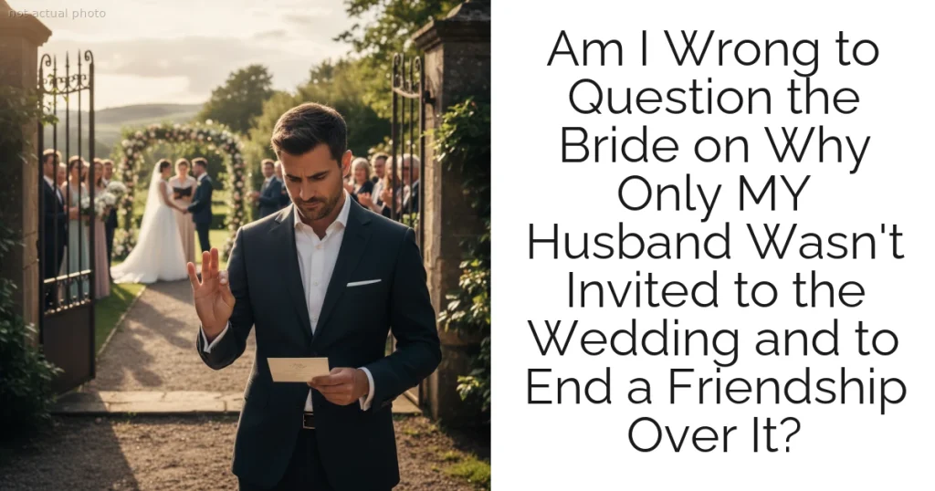 Am I Wrong to Question the Bride on Why Only MY Husband Wasn't Invited to the Wedding and to End a Friendship Over It?