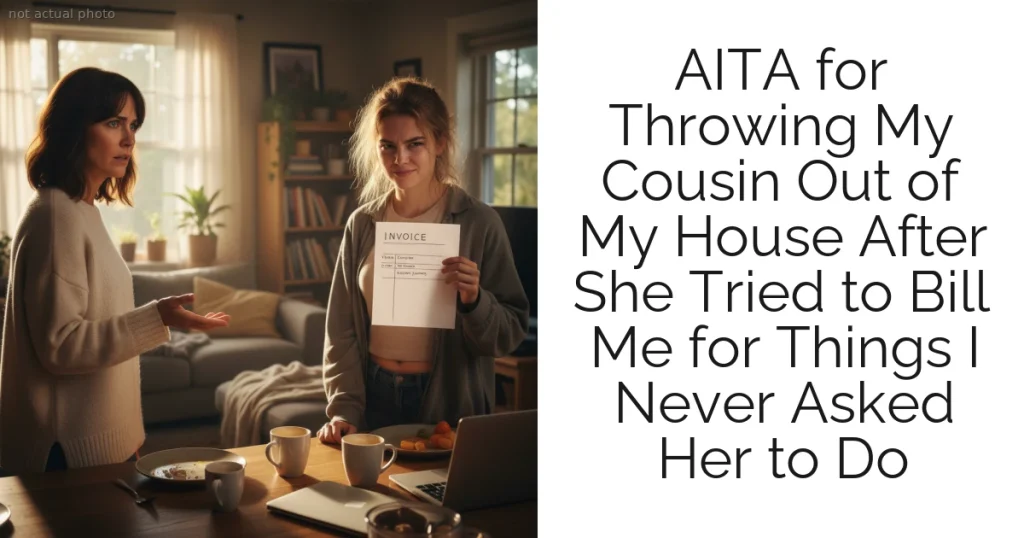 AITA for Throwing My Cousin Out of My House After She Tried to Bill Me for Things I Never Asked Her to Do