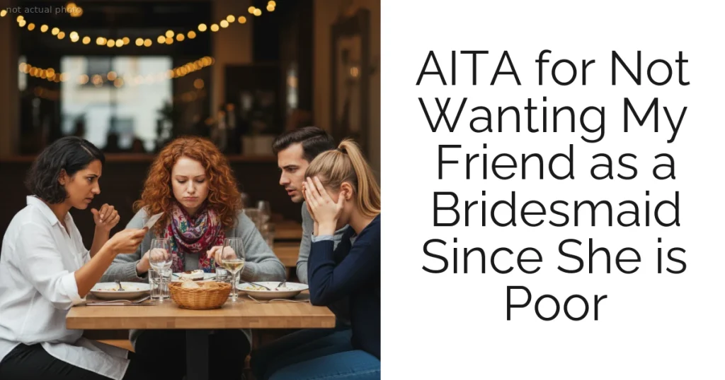 AITA for Not Wanting My Friend as a Bridesmaid Since She is Poor