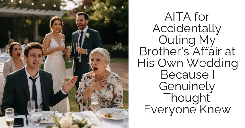 AITA for Accidentally Outing My Brother’s Affair at His Own Wedding Because I Genuinely Thought Everyone Knew