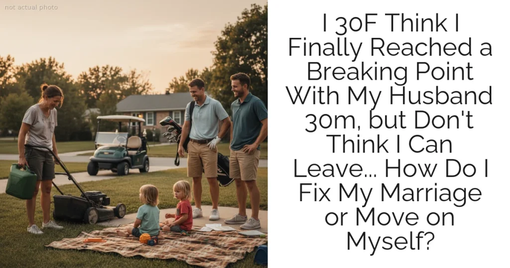 I 30F Think I Finally Reached a Breaking Point With My Husband 30m, but Don't Think I Can Leave... How Do I Fix My Marriage or Move on Myself?