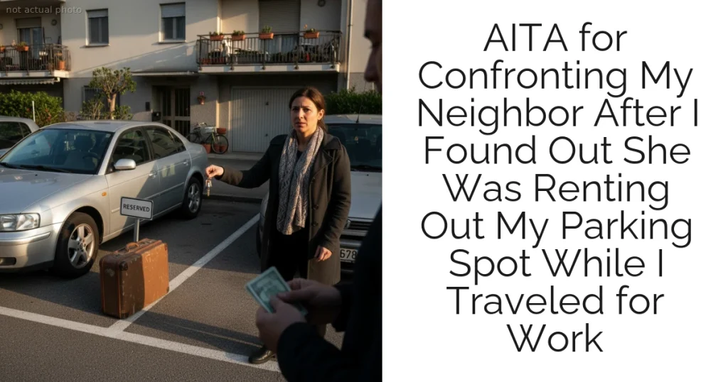 AITA for Confronting My Neighbor After I Found Out She Was Renting Out My Parking Spot While I Traveled for Work