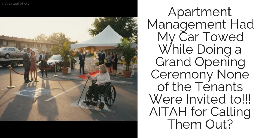 Apartment Management Had My Car Towed While Doing a Grand Opening Ceremony None of the Tenants Were Invited to!!! AITAH for Calling Them Out?