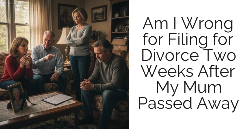 Am I Wrong for Filing for Divorce Two Weeks After My Mum Passed Away