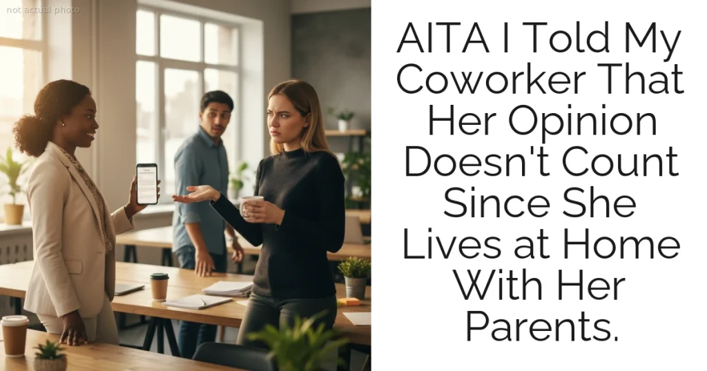 AITA I Told My Coworker That Her Opinion Doesn't Count Since She Lives at Home With Her Parents.