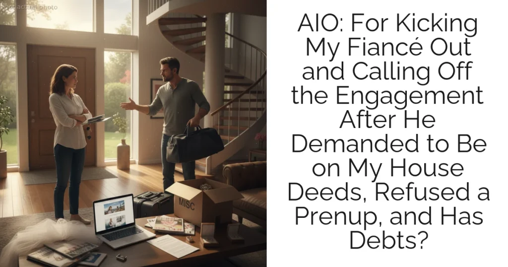 AIO: For Kicking My Fiancé Out and Calling Off the Engagement After He Demanded to Be on My House Deeds, Refused a Prenup, and Has Debts?