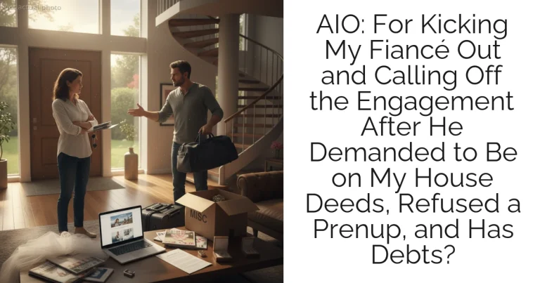 AIO: For Kicking My Fiancé Out and Calling Off the Engagement After He Demanded to Be on My House Deeds, Refused a Prenup, and Has Debts?