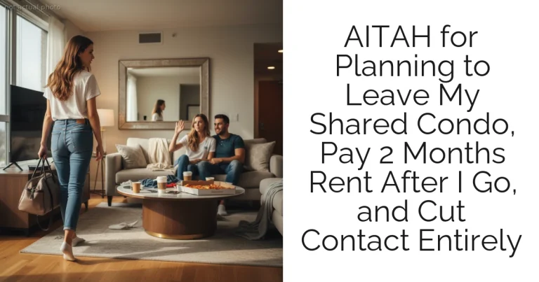 AITAH for Planning to Leave My Shared Condo, Pay 2 Months Rent After I Go, and Cut Contact Entirely