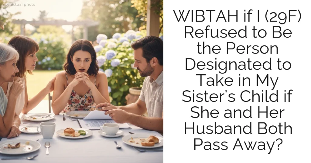 WIBTAH if I (29F) Refused to Be the Person Designated to Take in My Sister’s Child if She and Her Husband Both Pass Away?