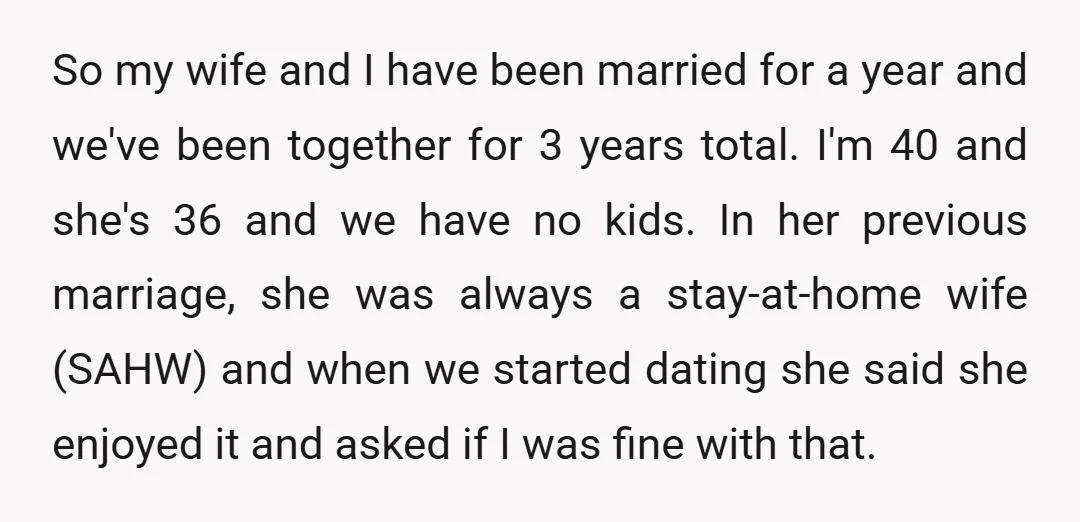 So my wife and I have been married for a year and we've been together for 3 years total. I'm 40 and she's 36 and we have no kids. In...