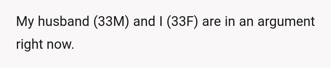 My husband (33M) and I (33F) are in an argument right now.