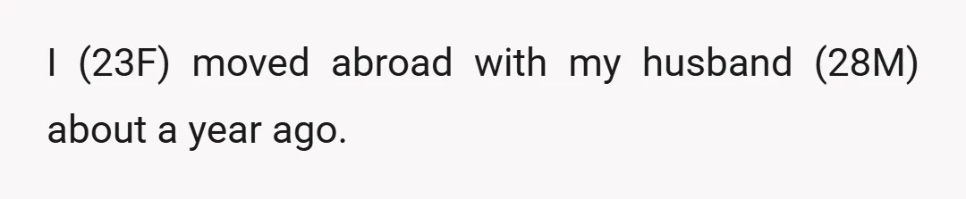 I (23F) moved abroad with my husband (28M) about a year ago.
