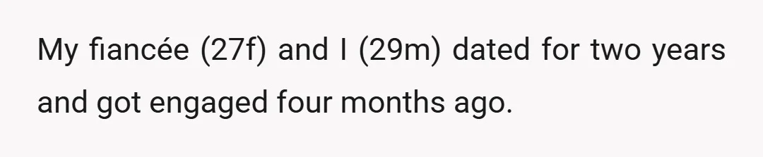 My fiancée (27f) and I (29m) dated for two years and got engaged four months ago.