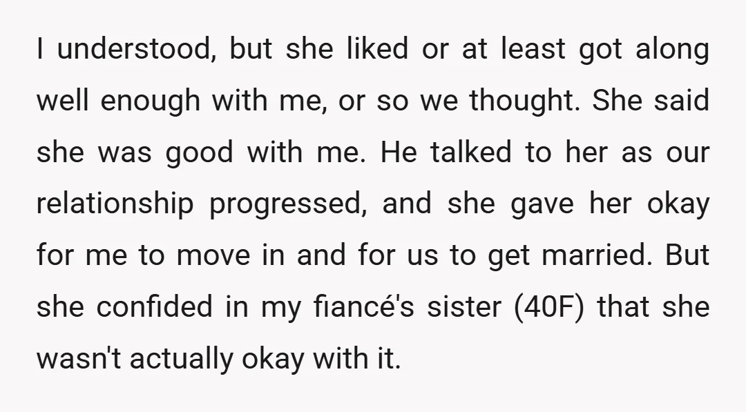 I understood, but she liked or at least got along well enough with me, or so we thought. She said she was good with me. He talked to her as...