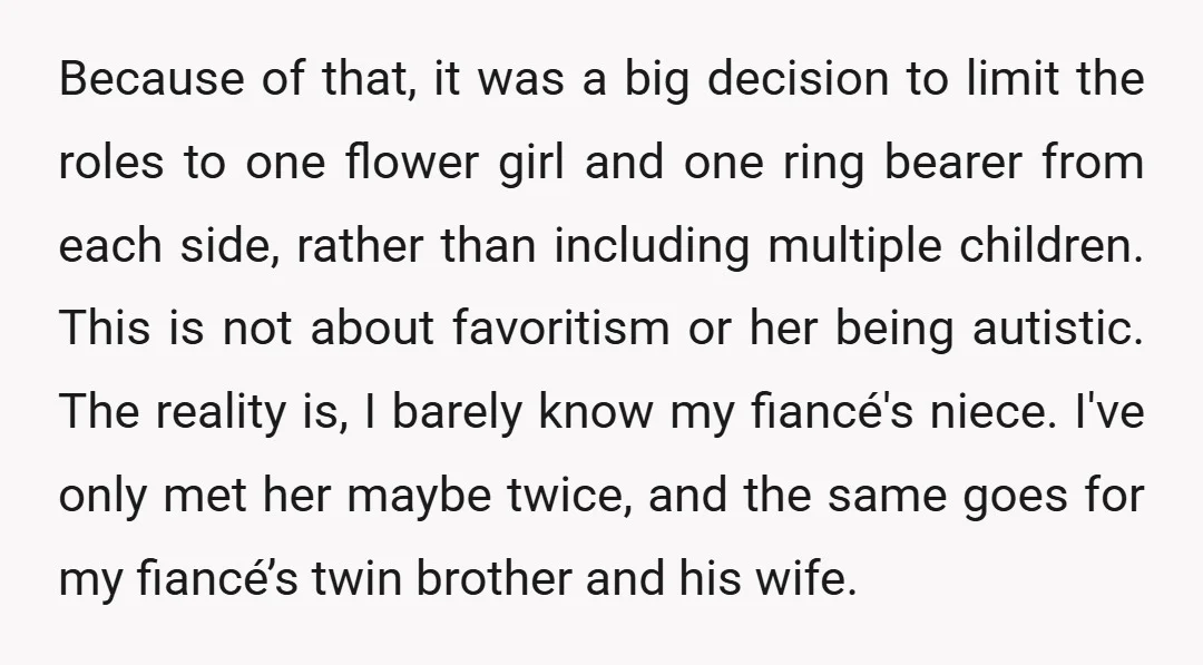 Because of that, it was a big decision to limit the roles to one flower girl and one ring bearer from each side, rather than including multiple children. This is...
