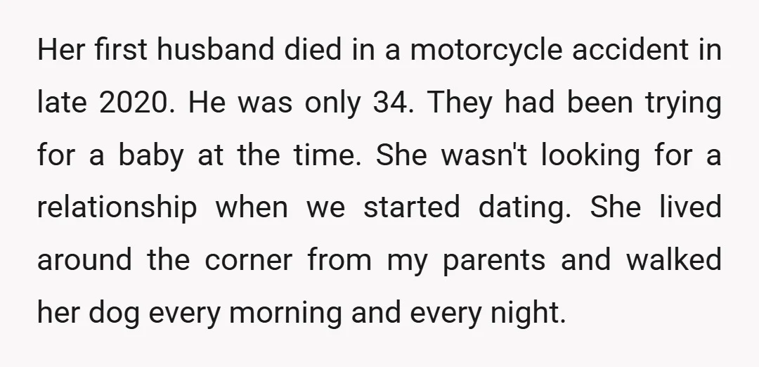 Her first husband died in a motorcycle accident in late 2020. He was only 34. They had been trying for a baby at the time. She wasn't looking for a...