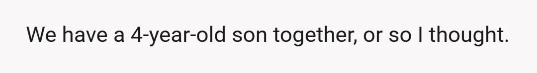 We have a 4-year-old son together, or so I thought.