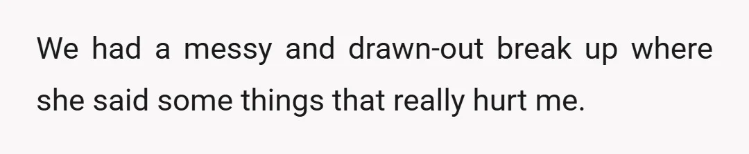 We had a messy and drawn-out break up where she said some things that really hurt me.