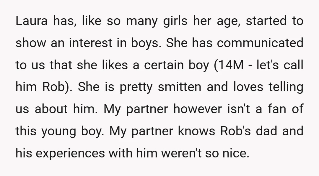 Laura has, like so many girls her age, started to show an interest in boys. She has communicated to us that she likes a certain boy (14M - let's call...