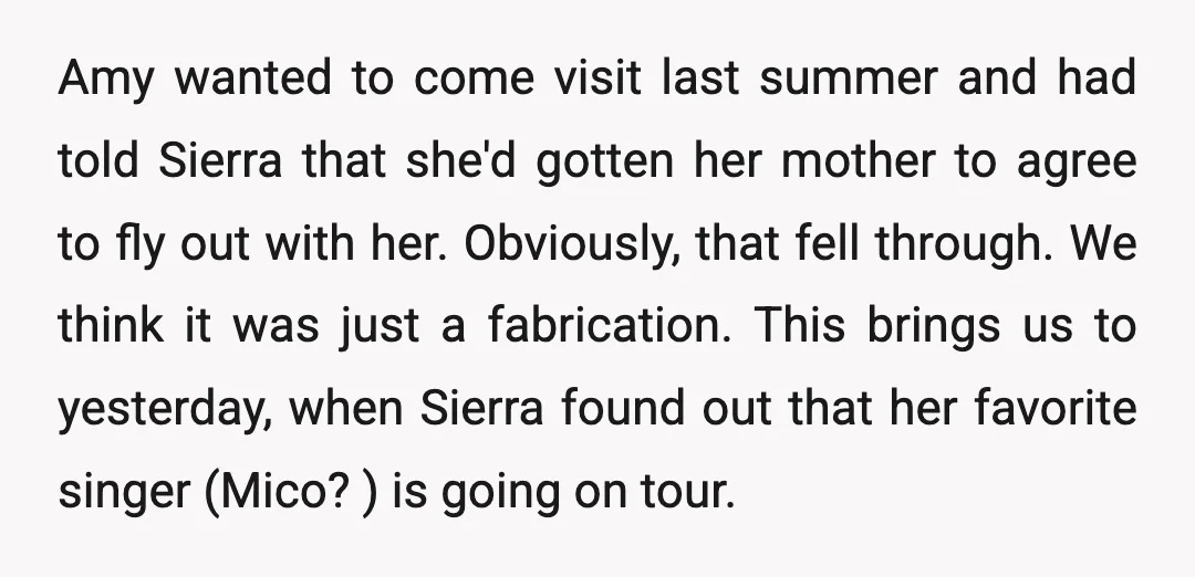 Amy wanted to come visit last summer and had told Sierra that she'd gotten her mother to agree to fly out with her. Obviously, that fell through. We think it...