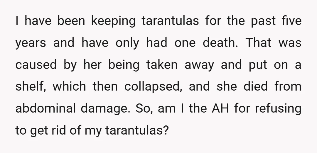 I have been keeping tarantulas for the past five years and have only had one death. That was caused by her being taken away and put on a shelf, which...