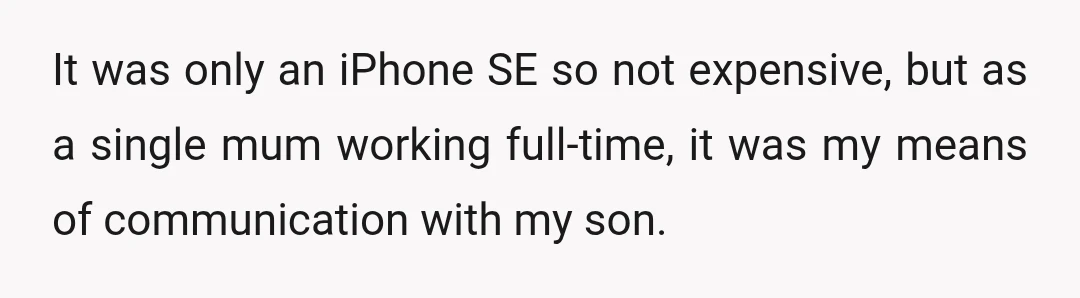It was only an iPhone SE so not expensive, but as a single mum working full-time, it was my means of communication with my son.
