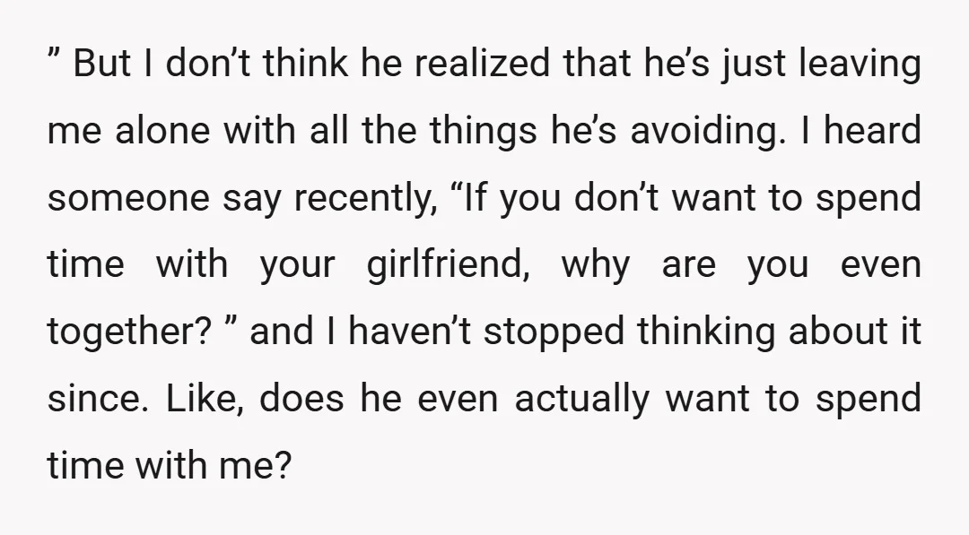 ” But I don’t think he realized that he’s just leaving me alone with all the things he’s avoiding. I heard someone say recently, “If you don’t want to spend...