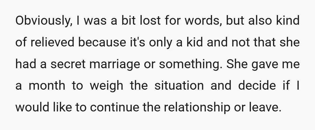 Obviously, I was a bit lost for words, but also kind of relieved because it's only a kid and not that she had a secret marriage or something. She gave...