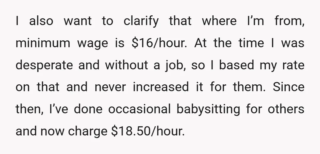 I also want to clarify that where I’m from, minimum wage is $16/hour. At the time I was desperate and without a job, so I based my rate on that...
