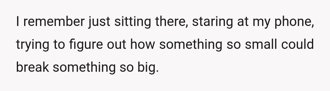 I remember just sitting there, staring at my phone, trying to figure out how something so small could break something so big.