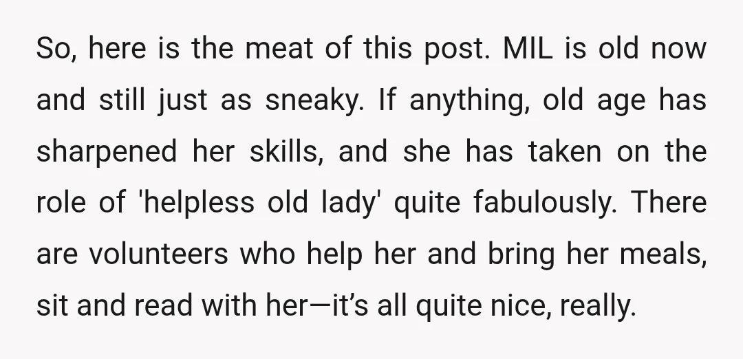 So, here is the meat of this post. MIL is old now and still just as sneaky. If anything, old age has sharpened her skills, and she has taken on...