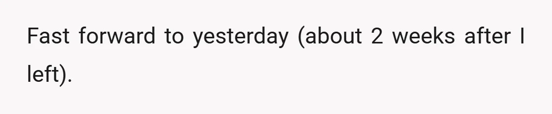Fast forward to yesterday (about 2 weeks after I left).