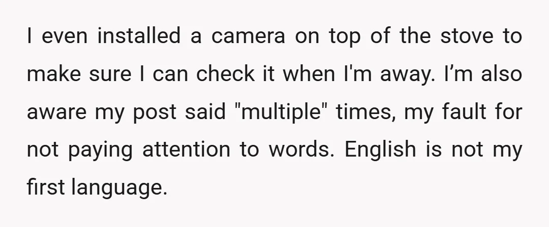 I even installed a camera on top of the stove to make sure I can check it when I'm away. I’m also aware my post said "multiple" times, my fault...