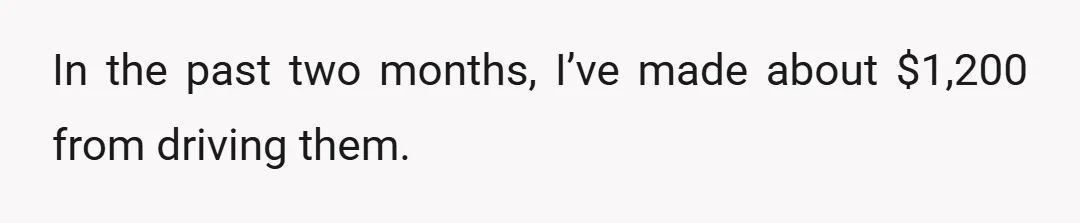 In the past two months, I’ve made about $1,200 from driving them.