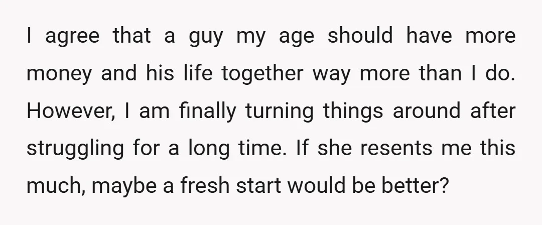 I agree that a guy my age should have more money and his life together way more than I do. However, I am finally turning things around after struggling for...