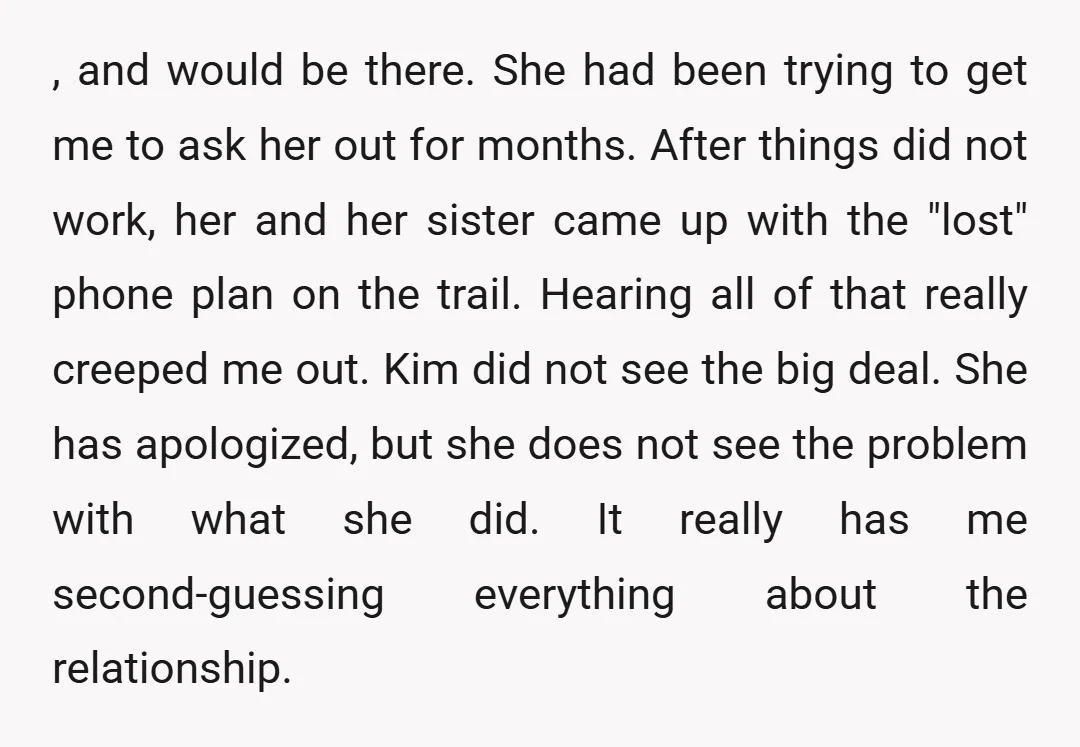 , and would be there. She had been trying to get me to ask her out for months. After things did not work, her and her sister came up with...
