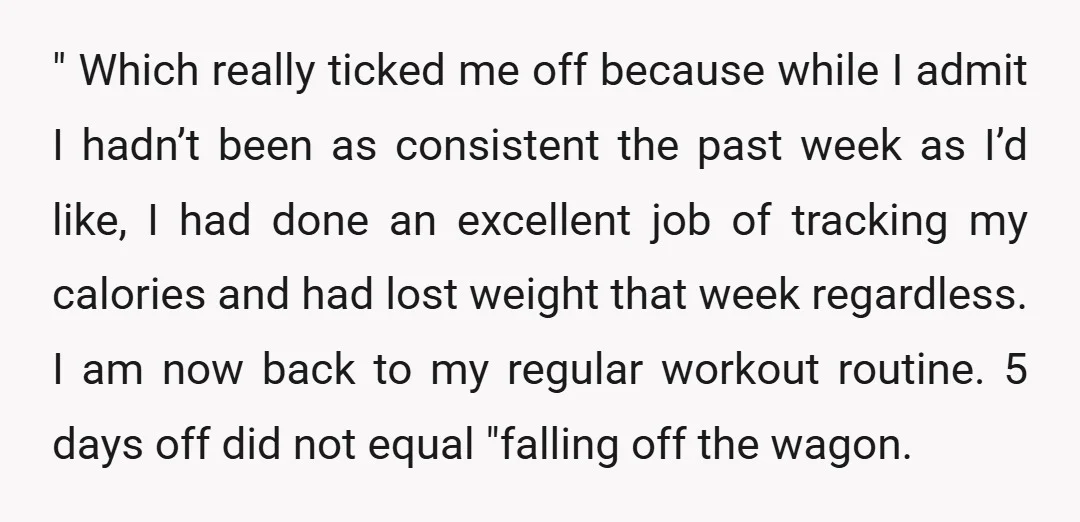 " Which really ticked me off because while I admit I hadn’t been as consistent the past week as I’d like, I had done an excellent job of tracking my...
