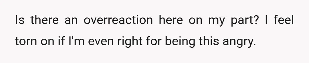 Is there an overreaction here on my part? I feel torn on if I'm even right for being this angry.