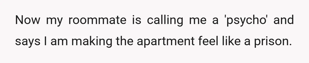Now my roommate is calling me a 'psycho' and says I am making the apartment feel like a prison.