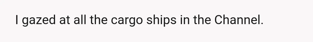 I gazed at all the cargo ships in the Channel.