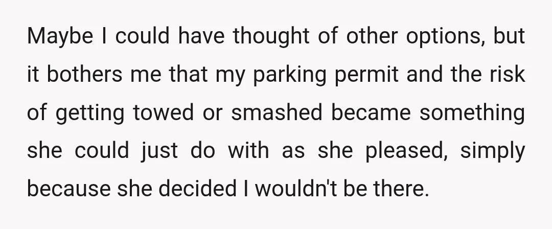 I said, "Sorry," explained why I needed that permit, and that my roommate handed it over without even asking me anything.