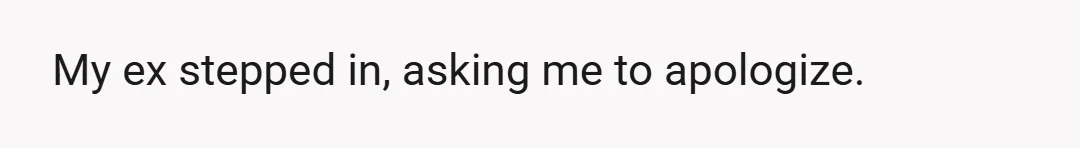 My ex stepped in, asking me to apologize.