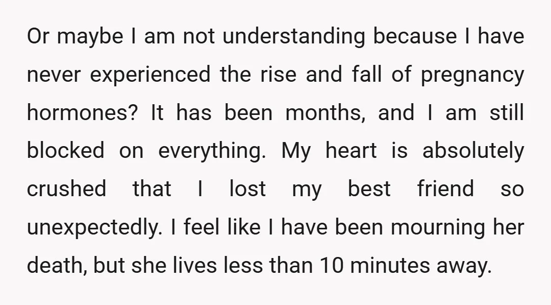 Or maybe I am not understanding because I have never experienced the rise and fall of pregnancy hormones? It has been months, and I am still blocked on everything. My...