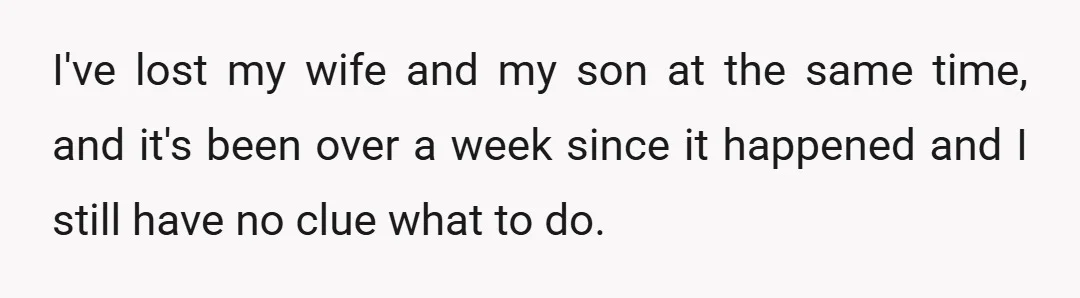 I've lost my wife and my son at the same time, and it's been over a week since it happened and I still have no clue what to do.