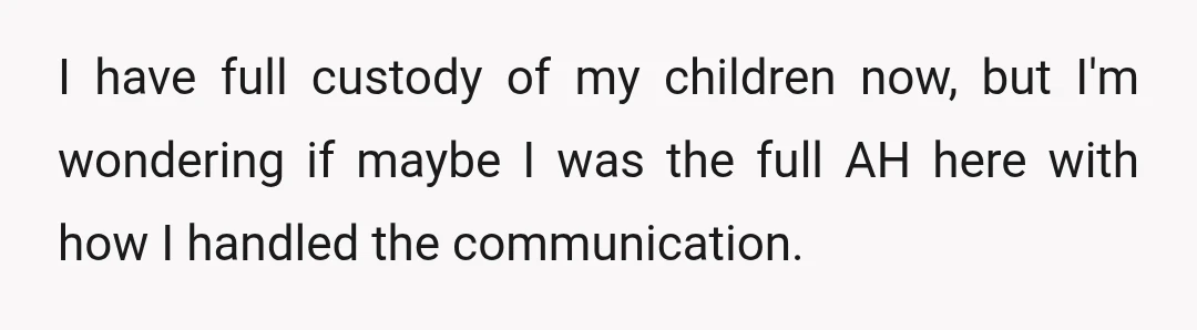 I have full custody of my children now, but I'm wondering if maybe I was the full AH here with how I handled the communication.