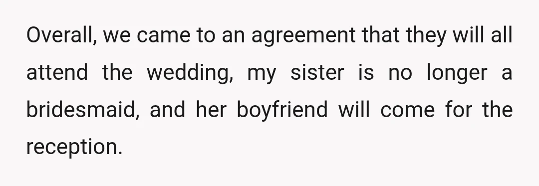 It was my fiancee that wanted us to have a compromise so we could move on.