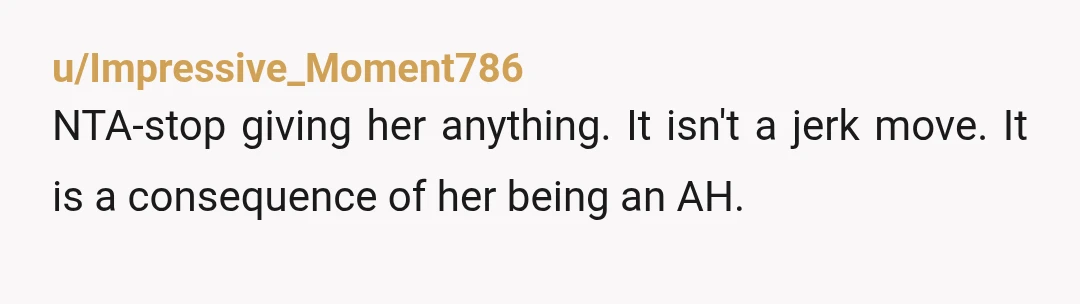 u/Beautiful_Arm8364 NTA. A car??? This kid sucks. If your husband wants to keep sending her gifts, that's on him, but you can gracefully bow out at this point. She's nothing...